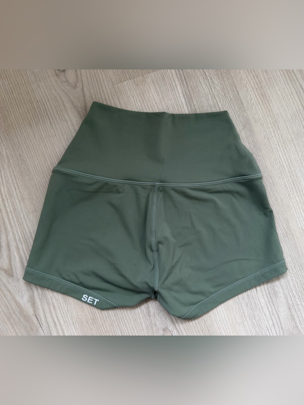 SET Active High-Waist Olive Green Women's Micro Workout Shorts